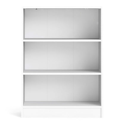 Amberfern White Wooden Low Wide Bookcase 2 Shelves
