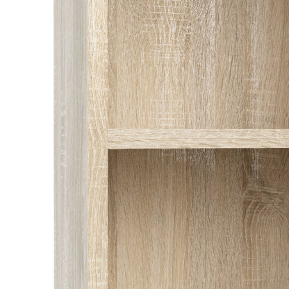 Amberfern Natural Oak Wood Low Wide Bookcase 2 Shelves