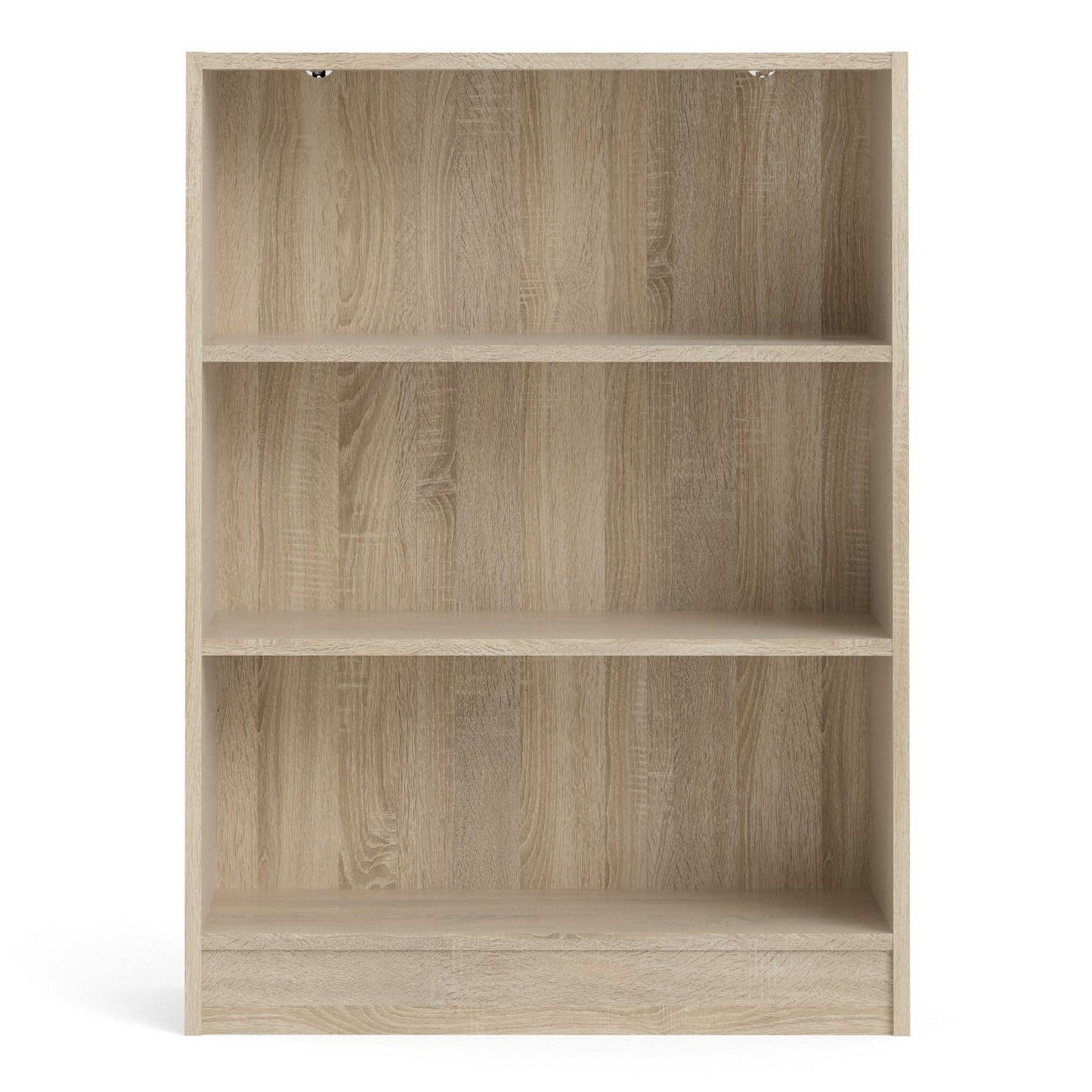 Amberfern Natural Oak Wood Low Wide Bookcase 2 Shelves