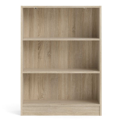 Amberfern Natural Oak Wood Low Wide Bookcase 2 Shelves