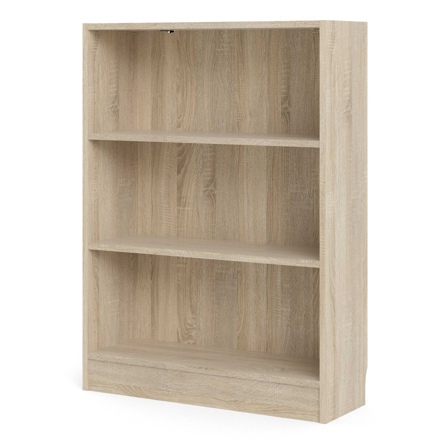 Amberfern Natural Oak Wood Low Wide Bookcase 2 Shelves
