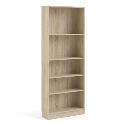 Amberfern Natural Oak Wood Tall Wide Bookcase 4 Shelves