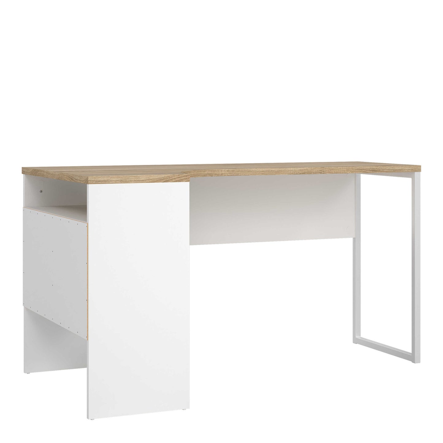Billabong White and Natural Oak Wood Corner Desk 2 Drawer