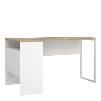 Billabong White and Natural Oak Wood Corner Desk 2 Drawer