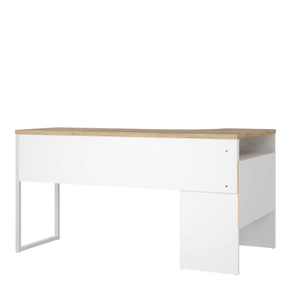 Billabong White and Natural Oak Wood Corner Desk 2 Drawer