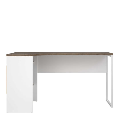Billabong White and Truffle Oak Corner Office Desk 2 Drawers
