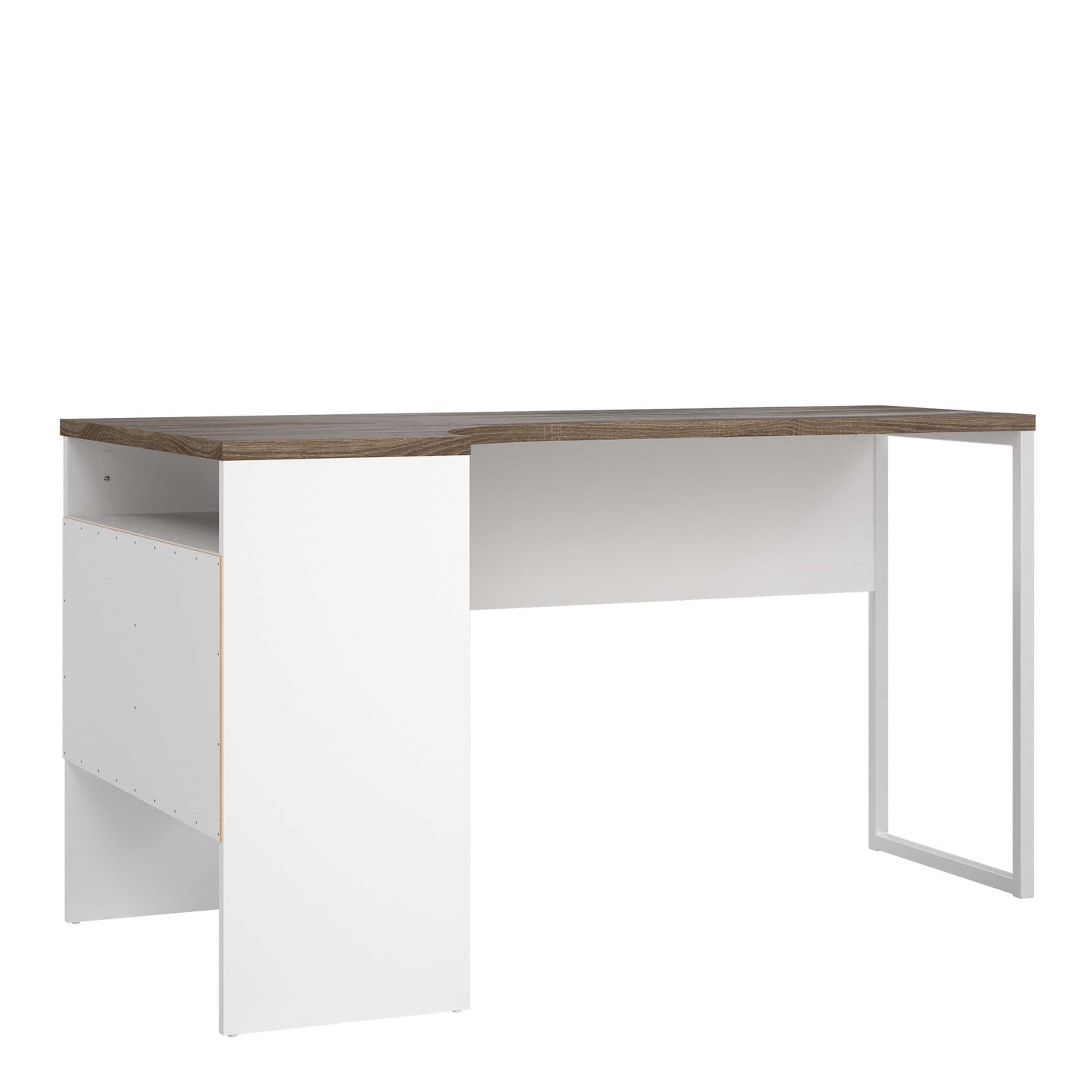 Billabong White and Truffle Oak Corner Office Desk 2 Drawers