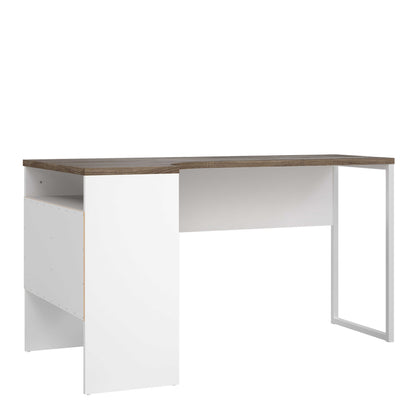 Billabong White and Truffle Oak Corner Office Desk 2 Drawers