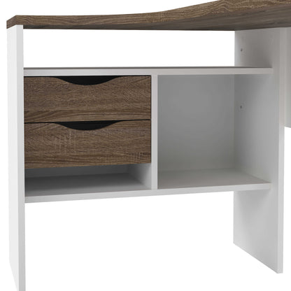 Billabong White and Truffle Oak Corner Office Desk 2 Drawers