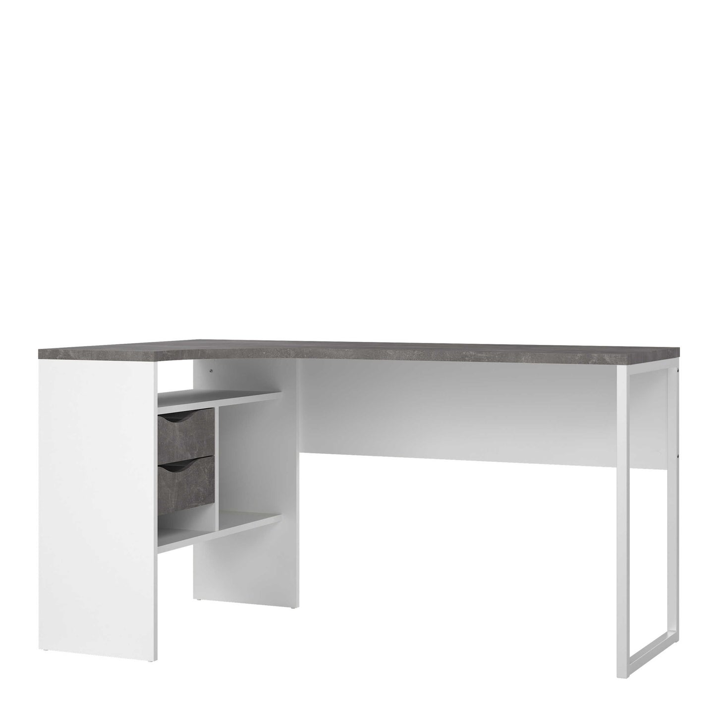 Billabong White and Grey Wood Corner Desk 2 Drawers