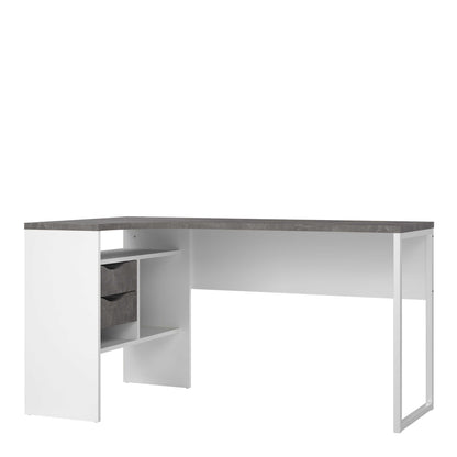 Billabong White and Grey Wood Corner Desk 2 Drawers