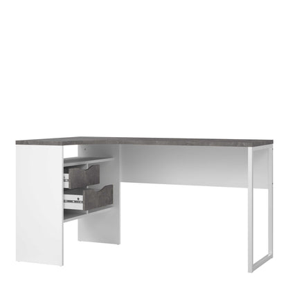 Billabong White and Grey Wood Corner Desk 2 Drawers