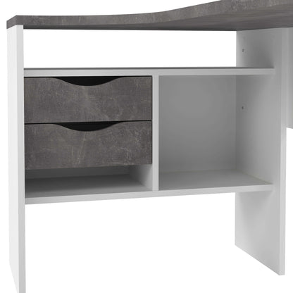 Billabong White and Grey Wood Corner Desk 2 Drawers