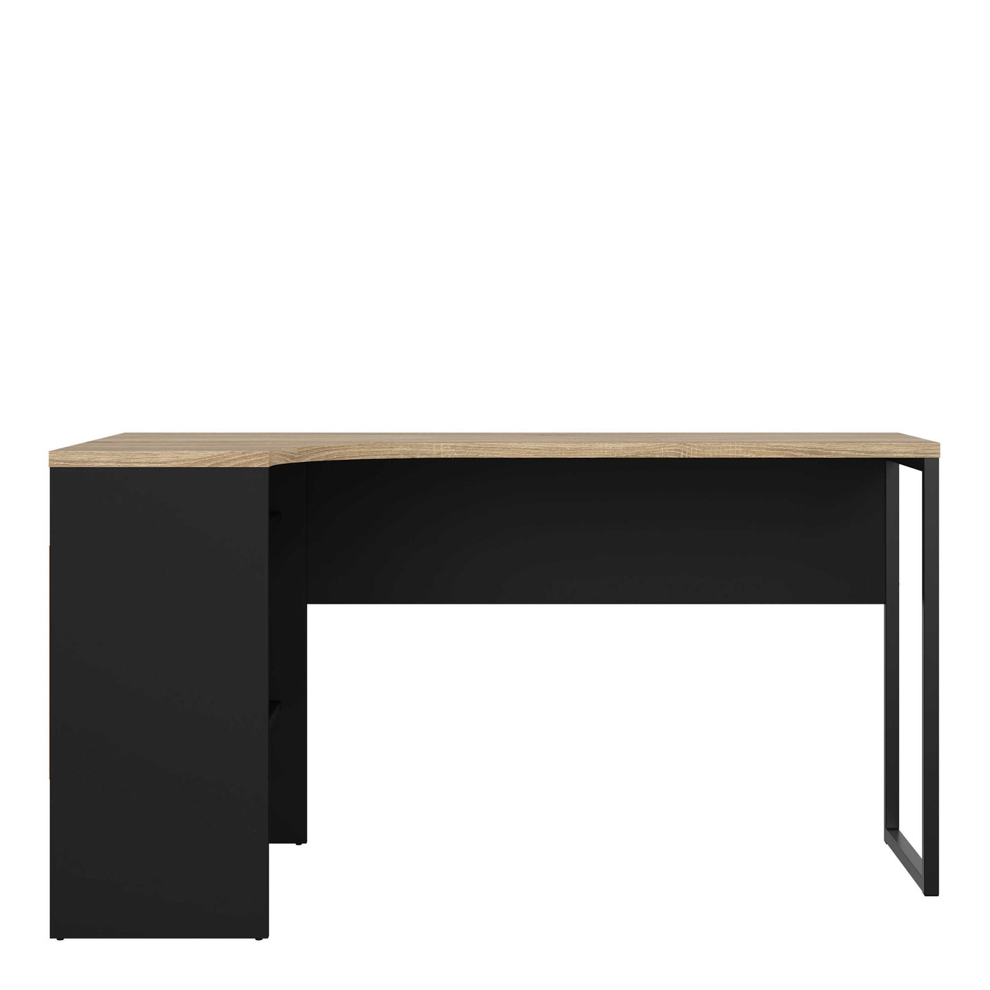Billabong Black and Natural Oak Wood Corner Office Desk 2 Drawers