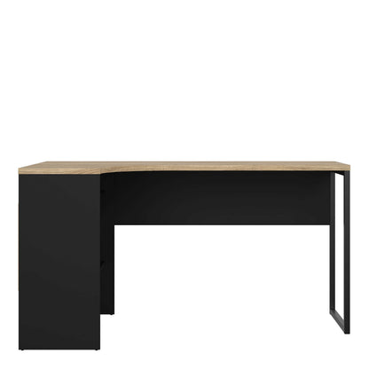 Billabong Black and Natural Oak Wood Corner Office Desk 2 Drawers