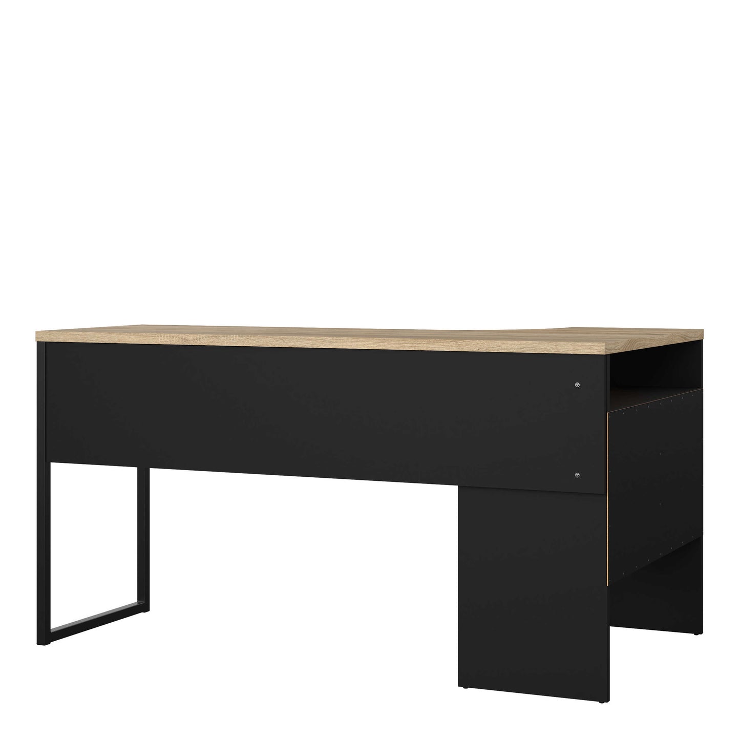 Billabong Black and Natural Oak Wood Corner Office Desk 2 Drawers