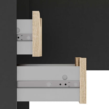 Billabong Black and Natural Oak Wood Corner Office Desk 2 Drawers