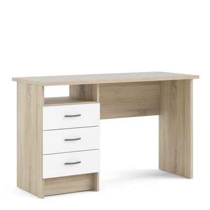 Billabong Natural Oak Wood Office Desk 3 White Drawers