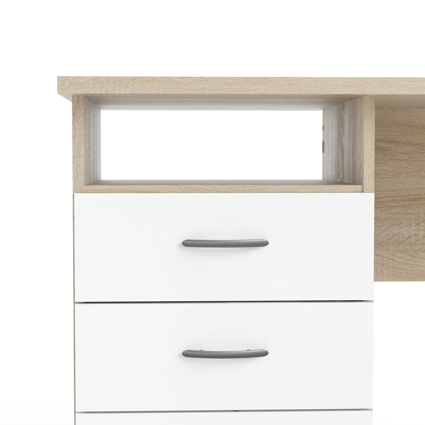 Billabong Natural Oak Wood Office Desk 3 White Drawers