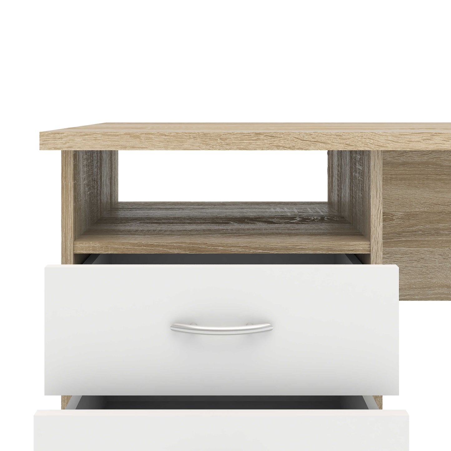 Billabong Natural Oak Wood Office Desk 3 White Drawers