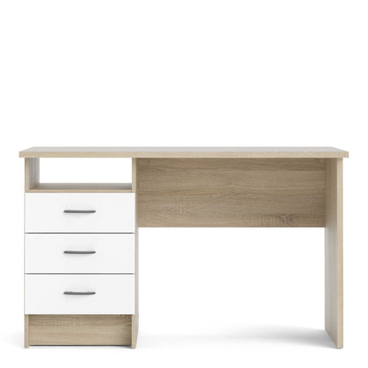 Billabong Natural Oak Wood Office Desk 3 White Drawers