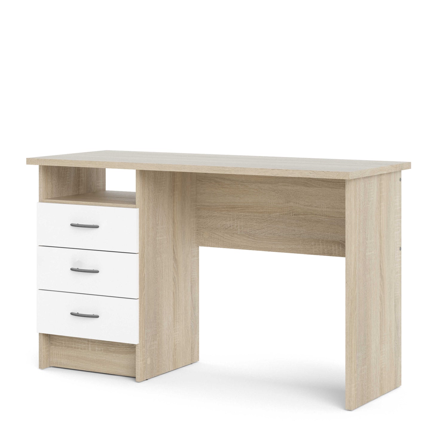 Billabong Natural Oak Wood Office Desk 3 White Drawers