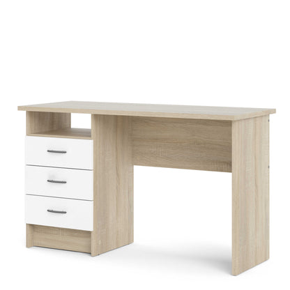 Billabong Natural Oak Wood Office Desk 3 White Drawers