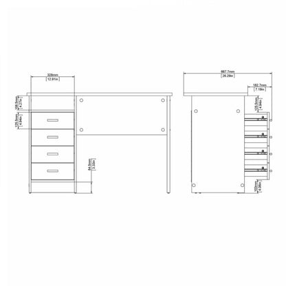 Billabong Natural Oak Wood 4 Drawer Office Desk