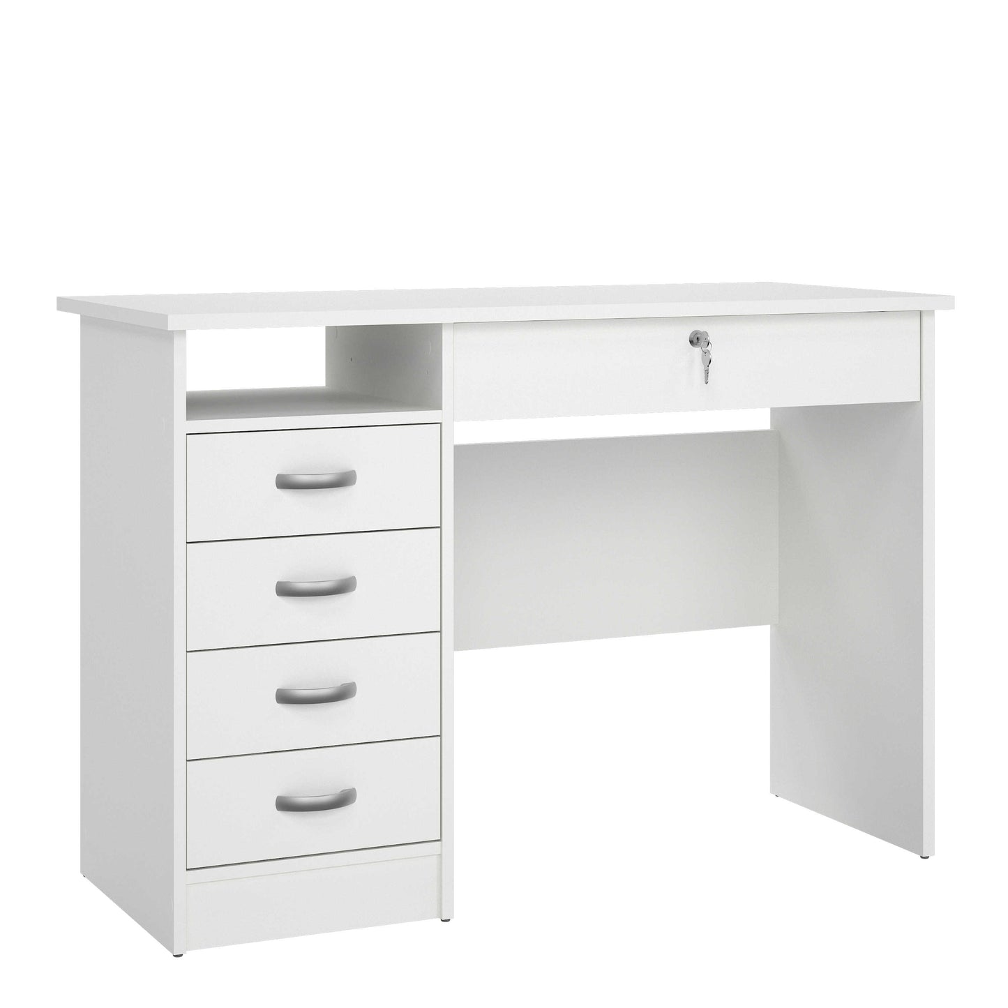 Billabong White Wooden Office Desk 5 Drawers