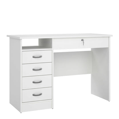 Billabong White Wooden Office Desk 5 Drawers