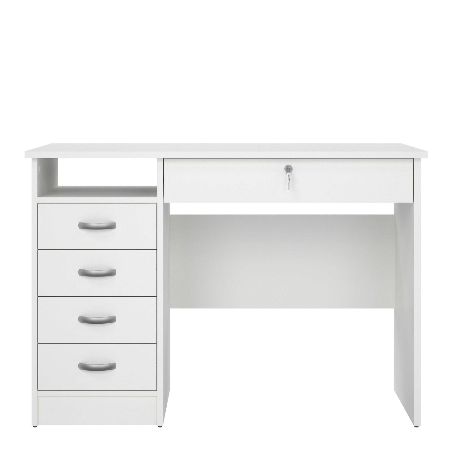 Billabong White Wooden Office Desk 5 Drawers