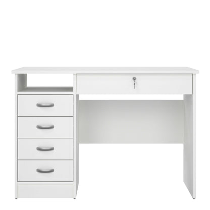 Billabong White Wooden Office Desk 5 Drawers