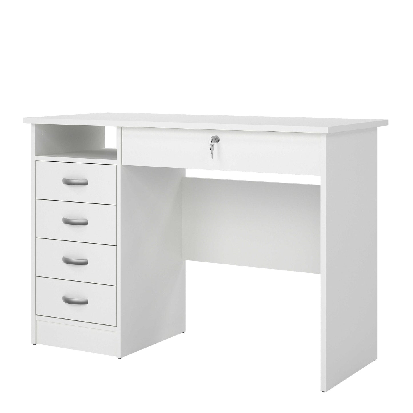 Billabong White Wooden Office Desk 5 Drawers