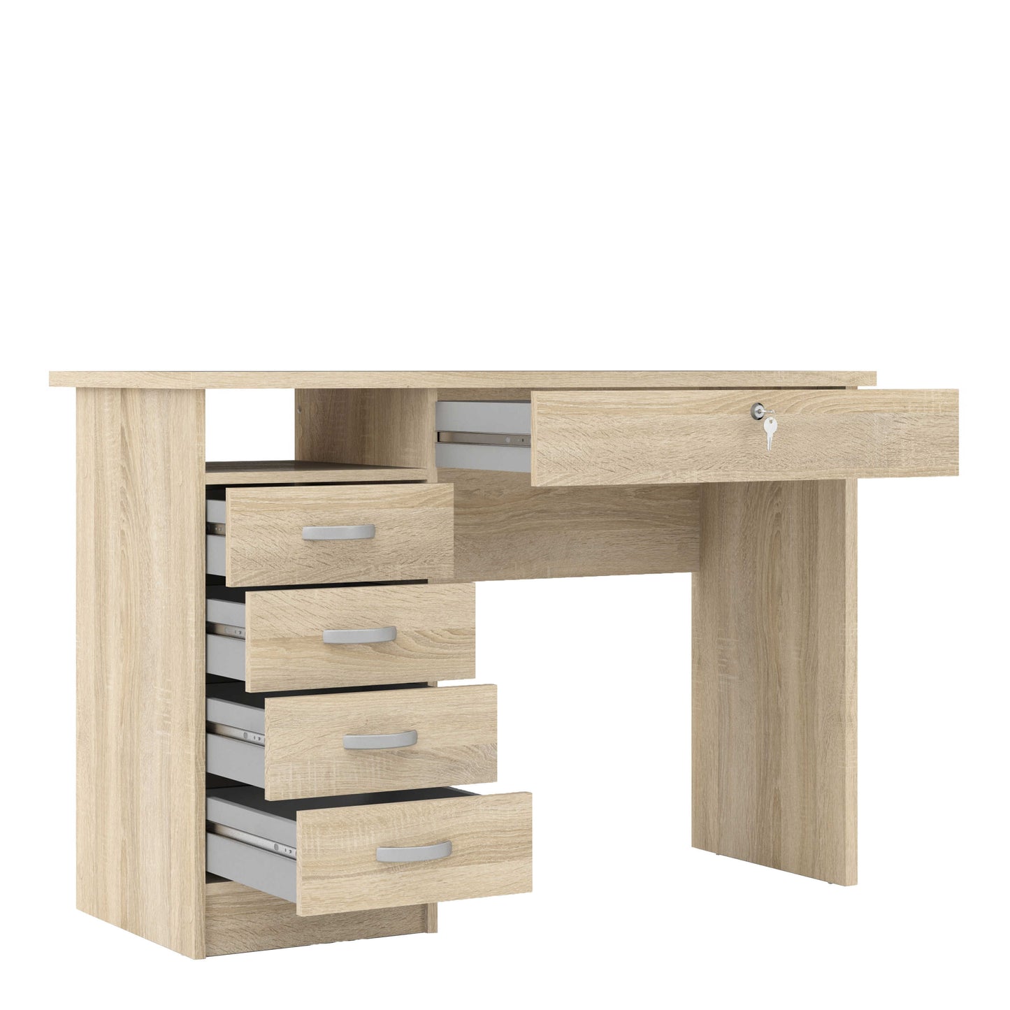 Billabong Natural Oak Wood Office Desk 5 Drawers