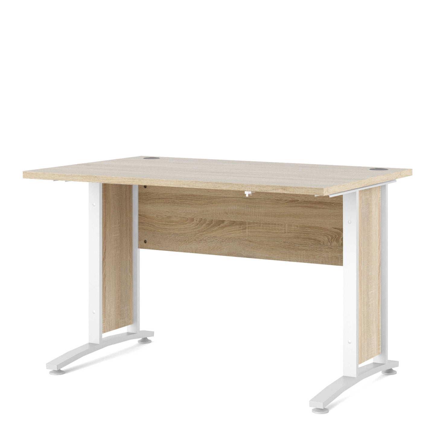 Dris 120cm Natural Oak Wood Effect Desk White Legs