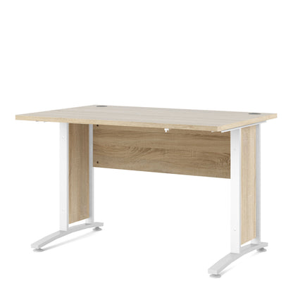 Dris 120cm Natural Oak Wood Effect Desk White Legs