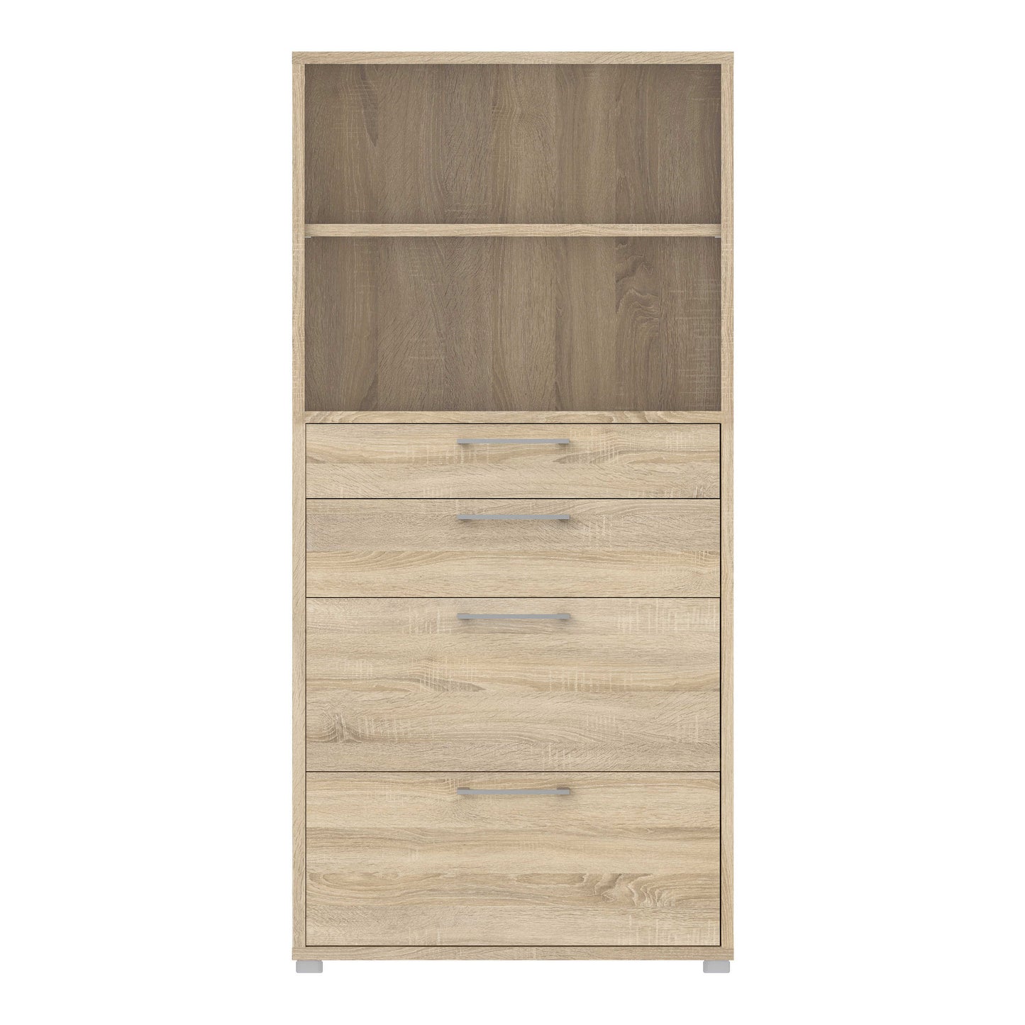 Dris Natural Oak Wood Effect Bookcase 1 Shelf 4 Drawers