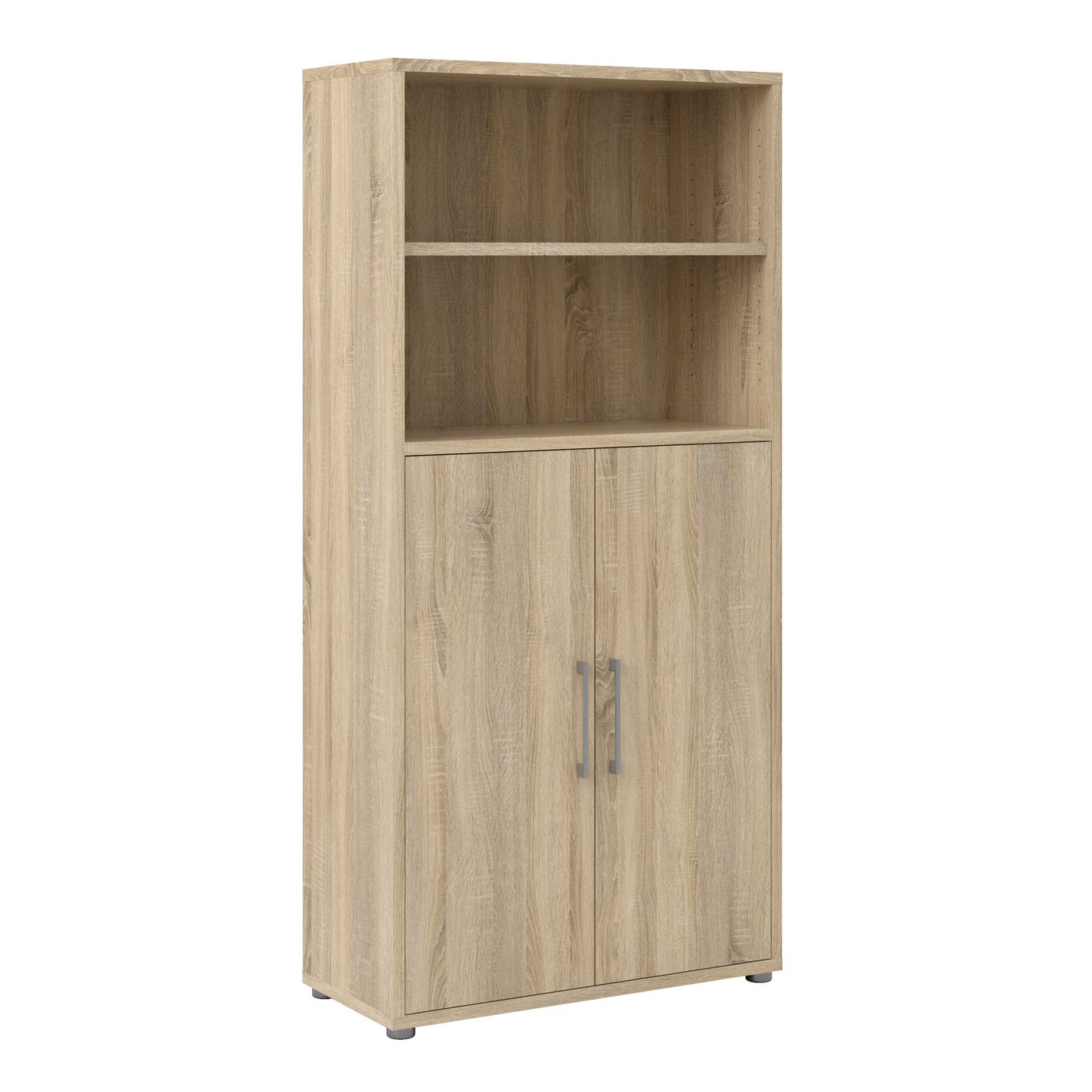Dris Natural Oak Wood Effect Bookcase 3 Shelves 2 Doors