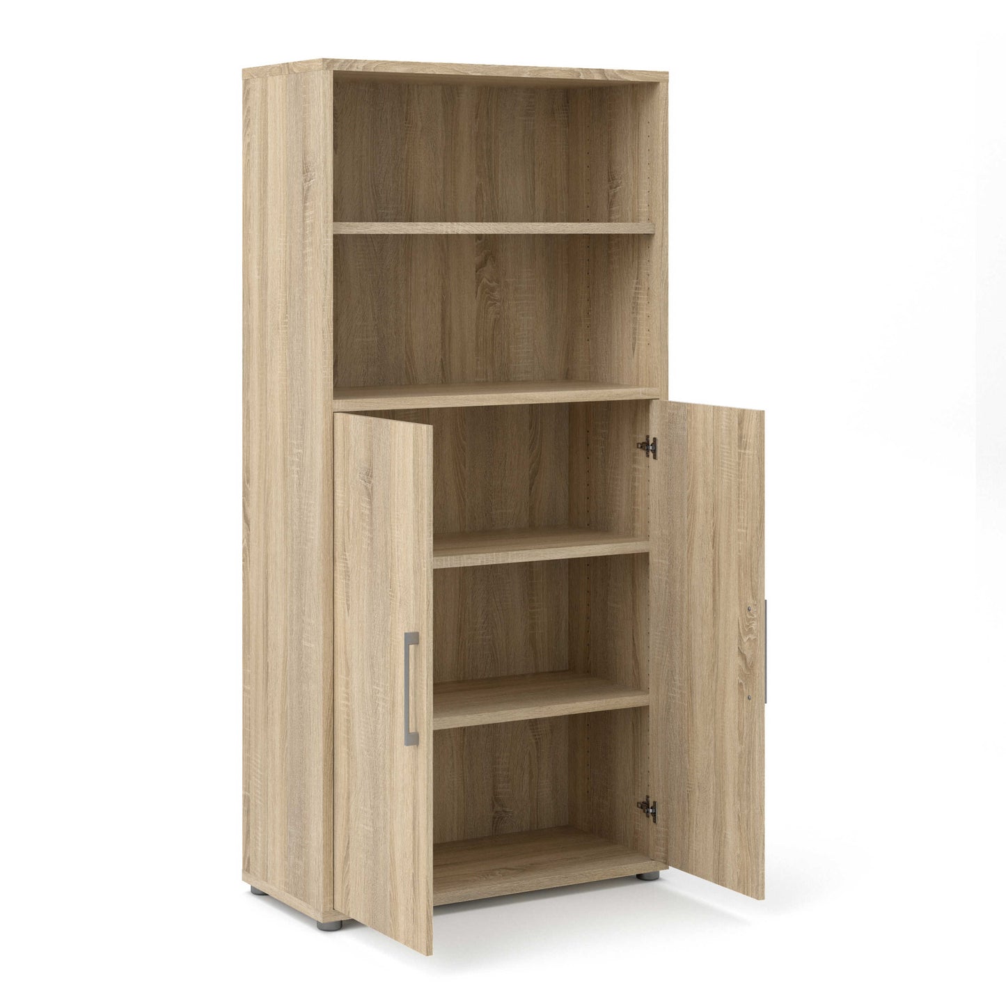 Dris Natural Oak Wood Effect Bookcase 3 Shelves 2 Doors