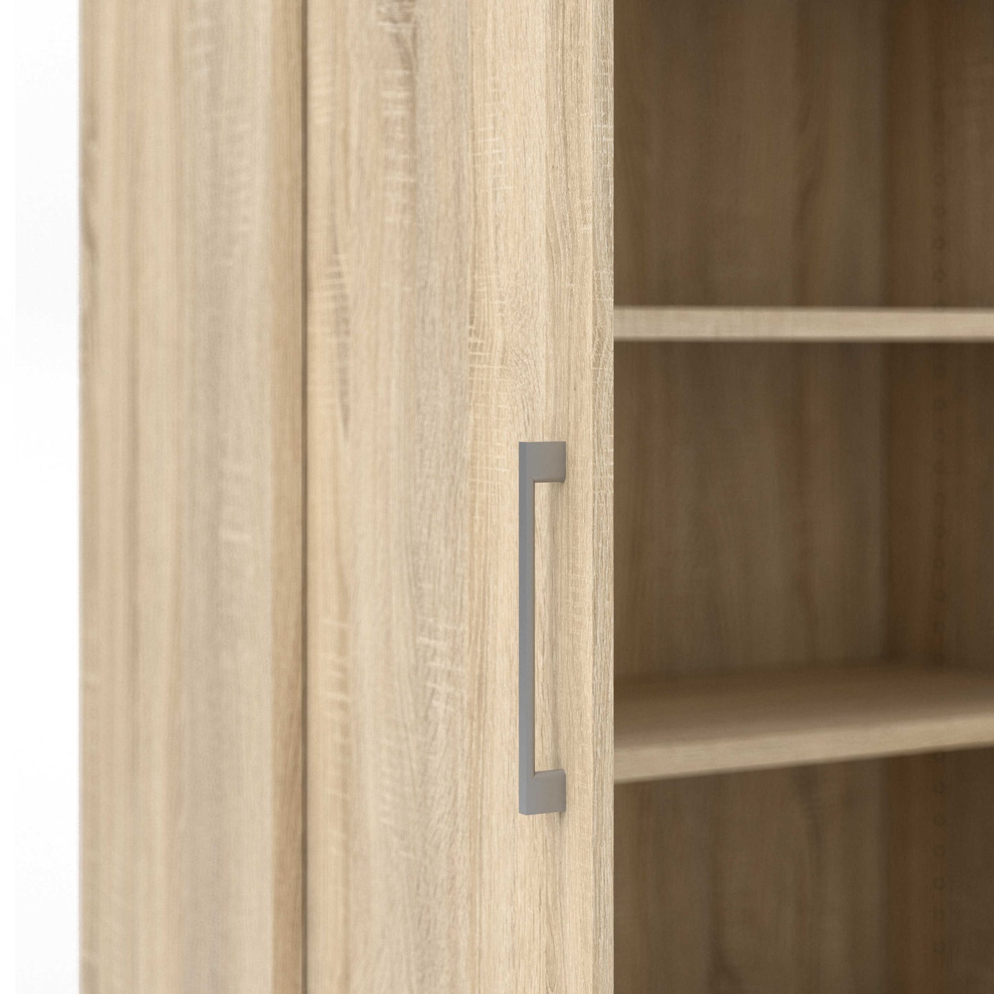 Dris Natural Oak Wood Effect Bookcase 3 Shelves 2 Doors