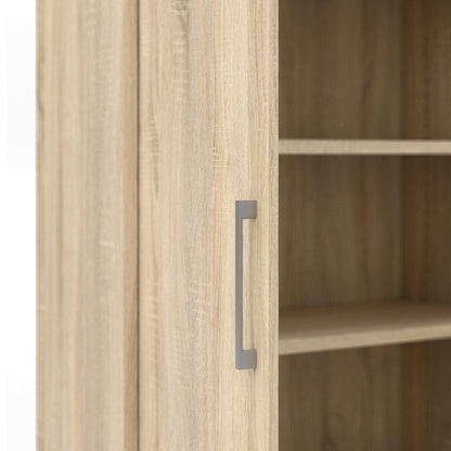 Dris Natural Oak Wood Effect Bookcase 3 Shelves 2 Doors