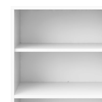 Dris White Wooden Bookcase 3 Shelves 2 Drawers 2 Doors