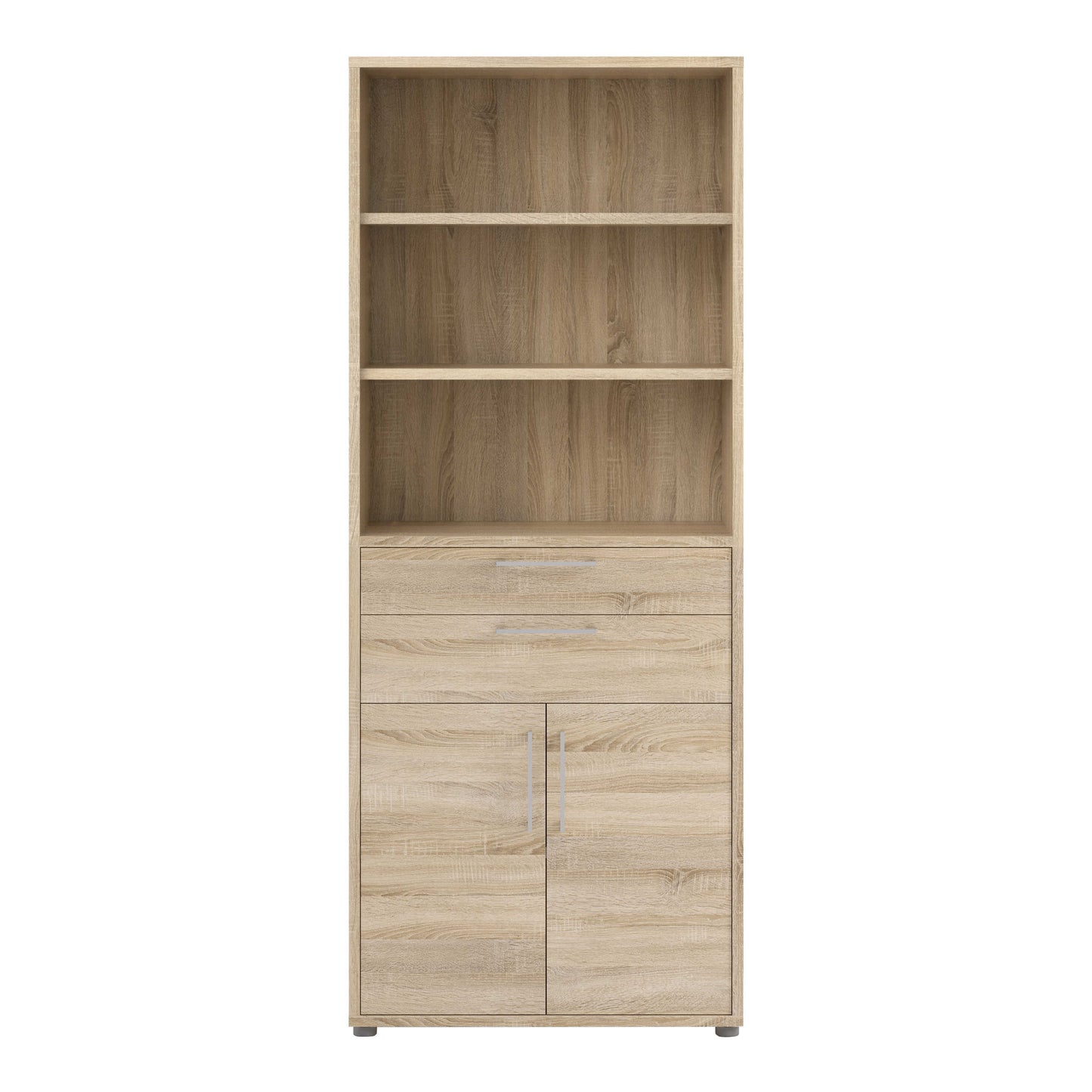 Dris Natural Oak Wood Effect Bookcase 3 Shelves 4 Drawers