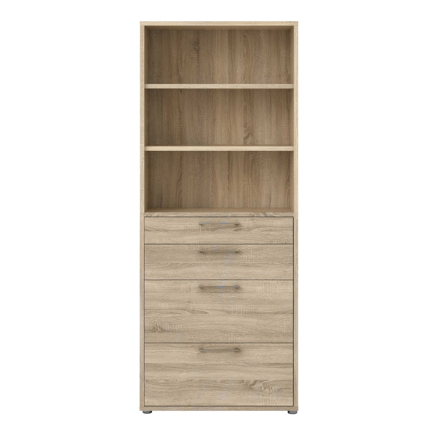 Dris Natural Oak Wood Effect Bookcase 2 Shelves 4 Drawers