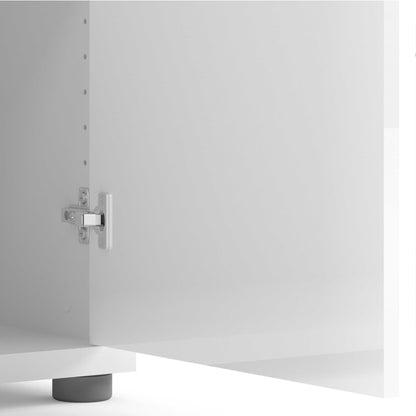 Dris White Bookcase 4 Shelves 2 Doors