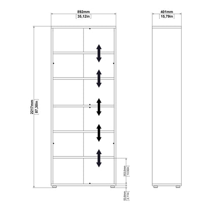 Dris White Bookcase 4 Shelves 2 Doors
