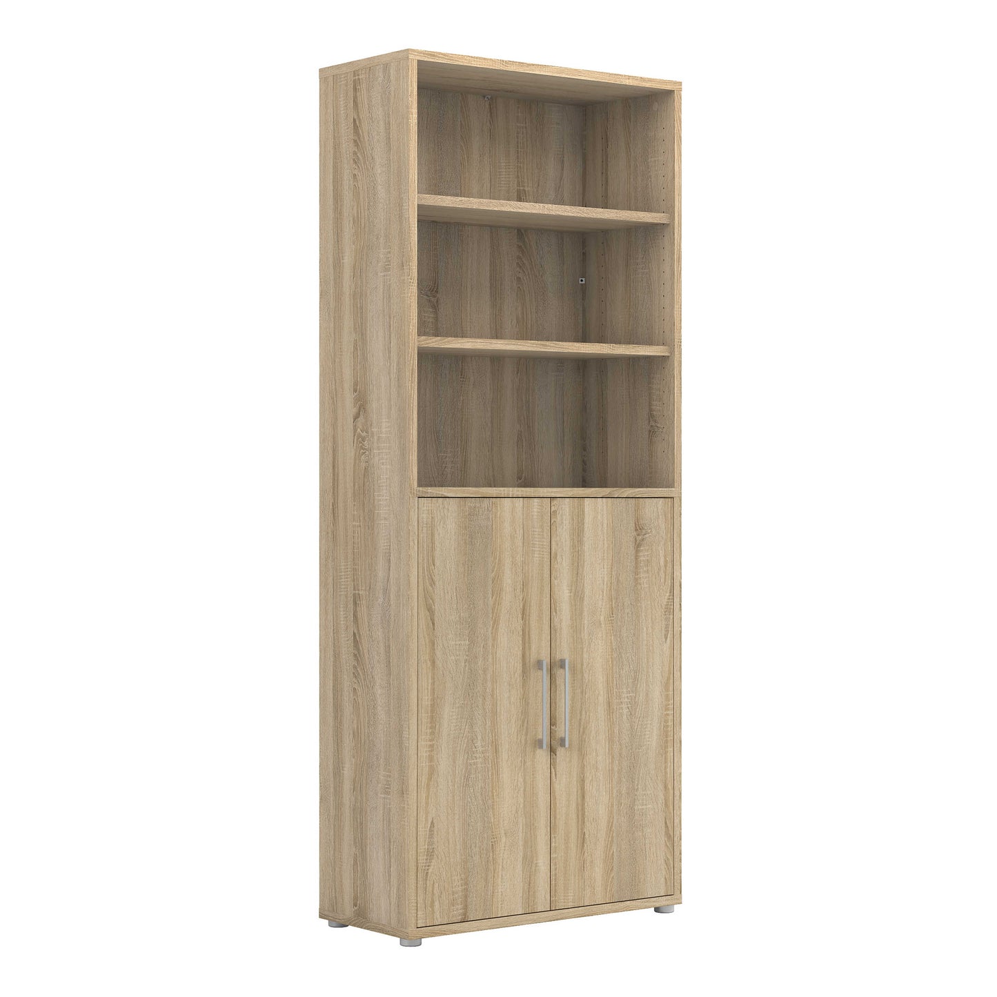 Dris Natural Oak Wood Effect Bookcase 4 Shelves 2 Doors