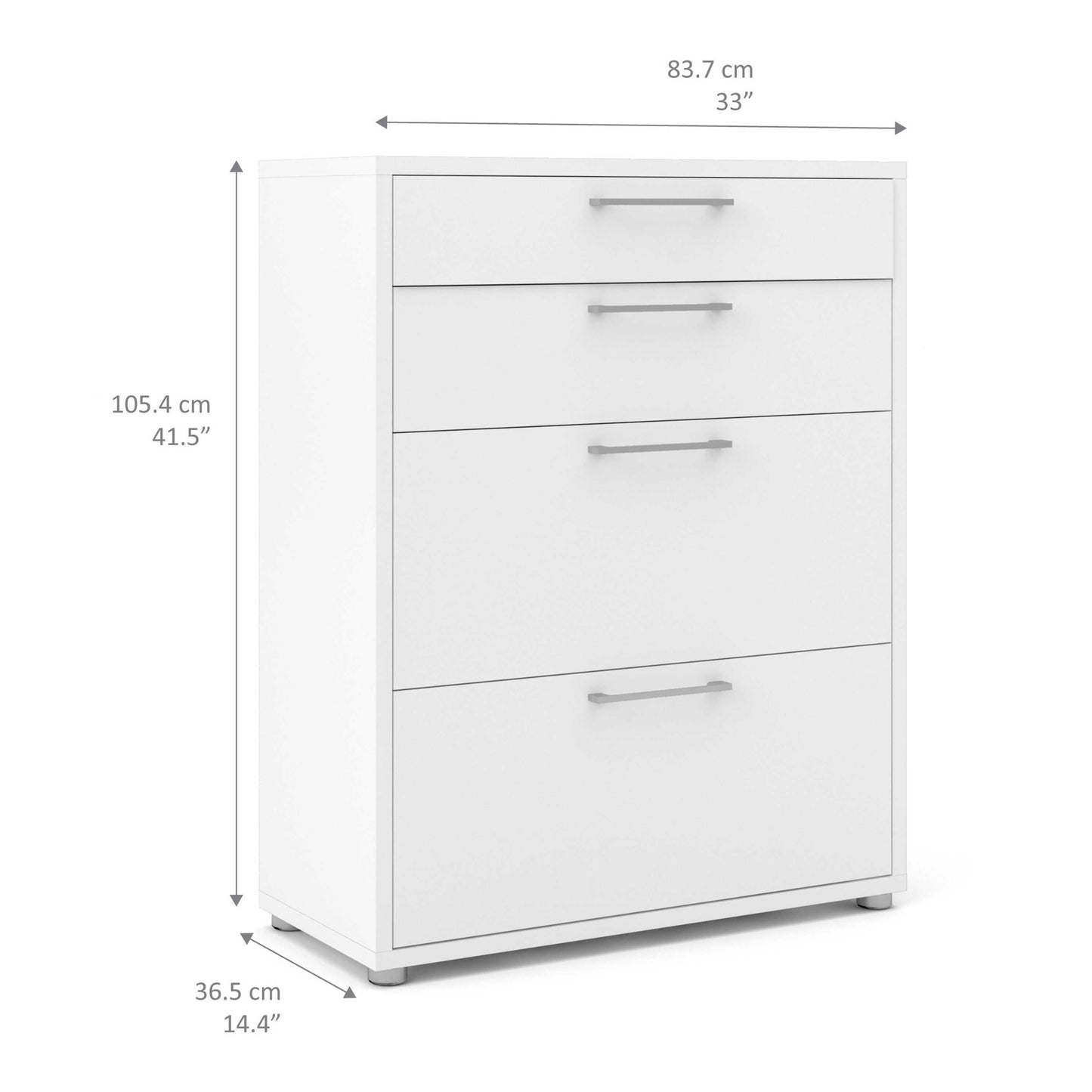 Dris White Wooden Office Storage 2 Drawers + 2 File Drawers