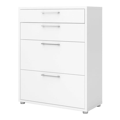 Dris White Wooden Office Storage 2 Drawers + 2 File Drawers