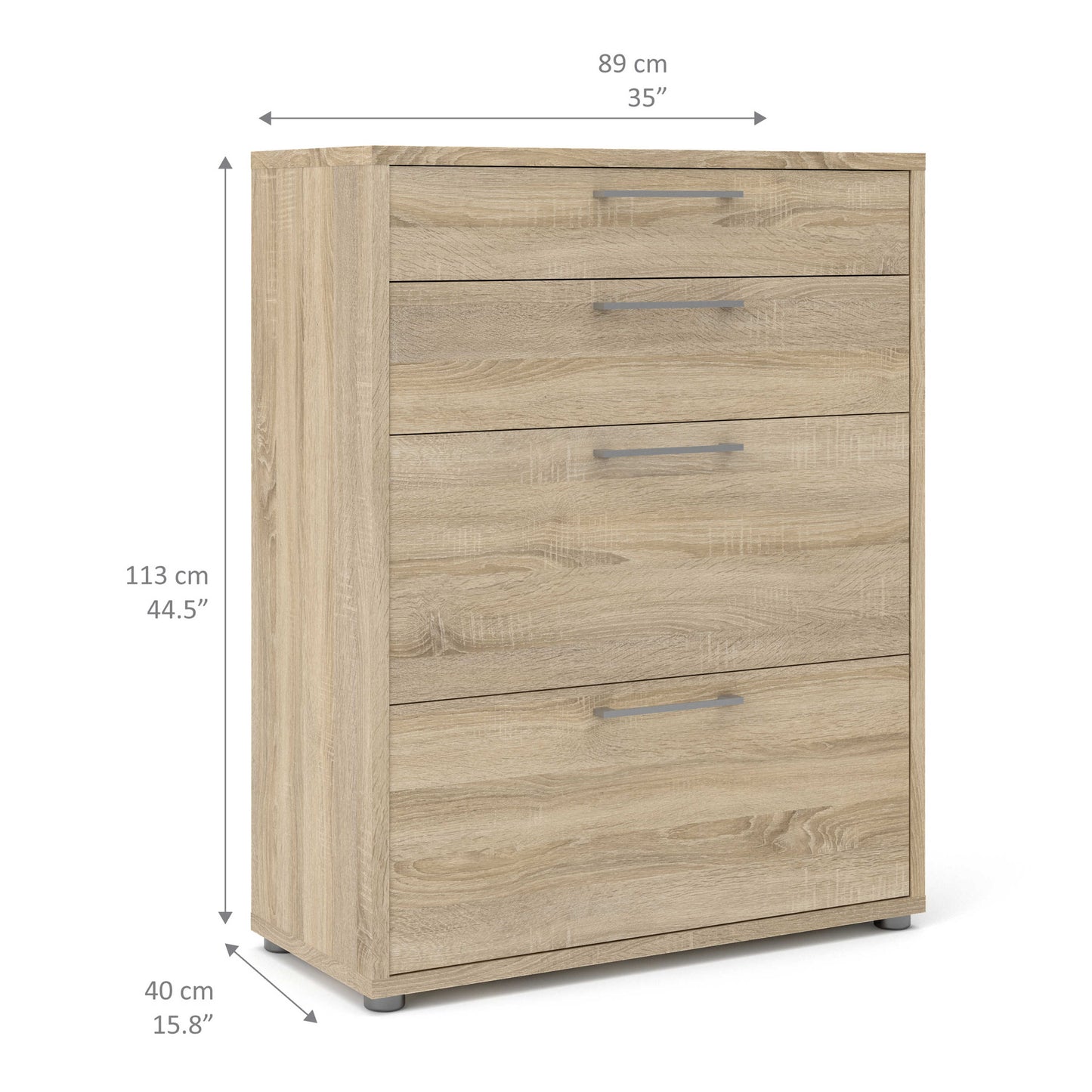 Dris Natural Oak Wood Effect Office Storage 4 Drawers